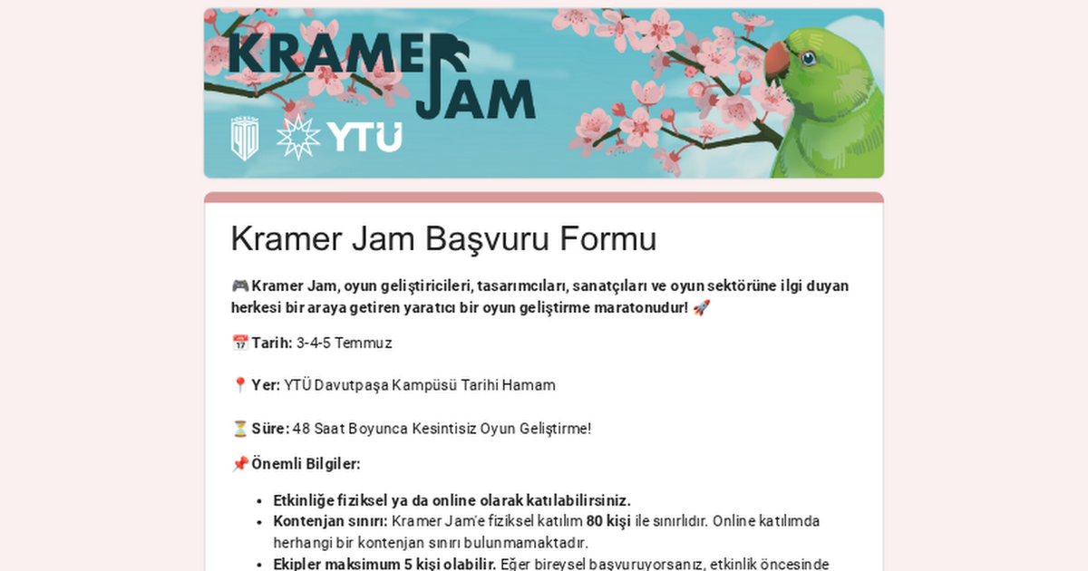 Kramer Jam Başvuru Formu